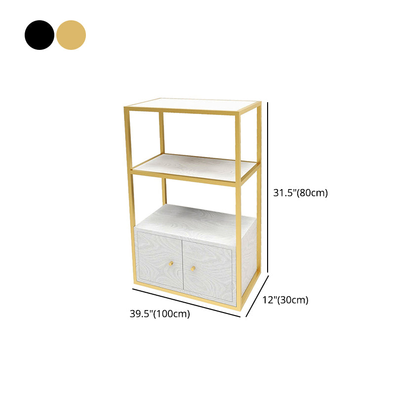 Glam Style Open Bookshelf Etagere Shelf Bookcase with Cabinet for Home