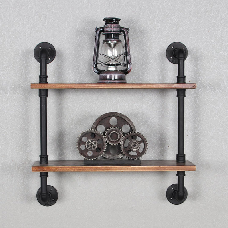 Metal Floating Bookcase Industrial Style Closed Back Shelf for Home Office