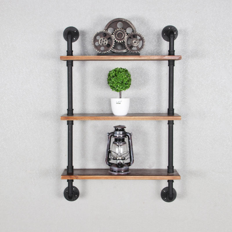 Metal Floating Bookcase Industrial Style Closed Back Shelf for Home Office