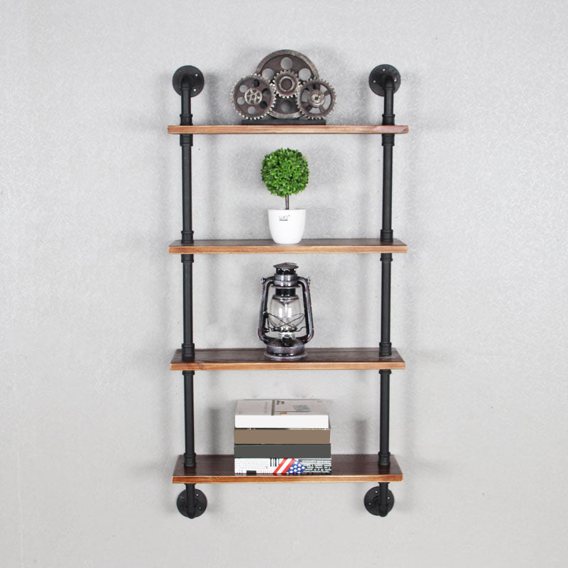 Metal Floating Bookcase Industrial Style Closed Back Shelf for Home Office