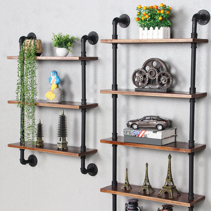 Metal Floating Bookcase Industrial Style Closed Back Shelf for Home Office