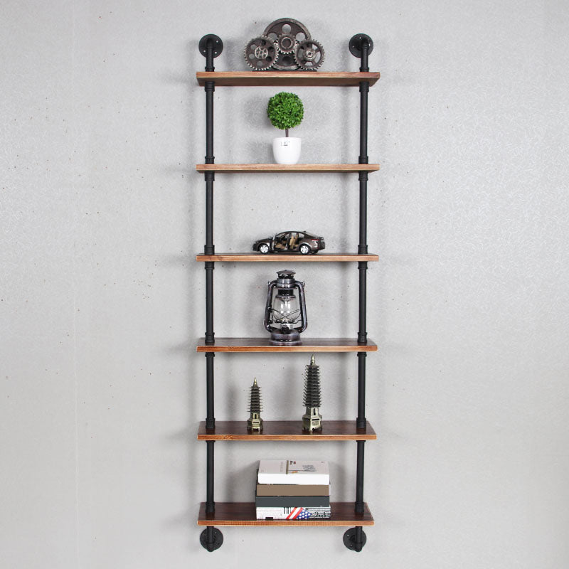 Metal Floating Bookcase Industrial Style Closed Back Shelf for Home Office