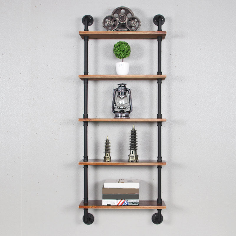 Metal Floating Bookcase Industrial Style Closed Back Shelf for Home Office