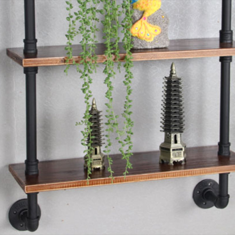 Metal Floating Bookcase Industrial Style Closed Back Shelf for Home Office