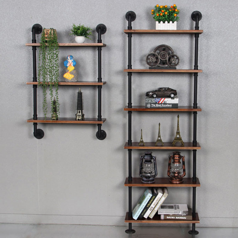 Metal Floating Bookcase Industrial Style Closed Back Shelf for Home Office