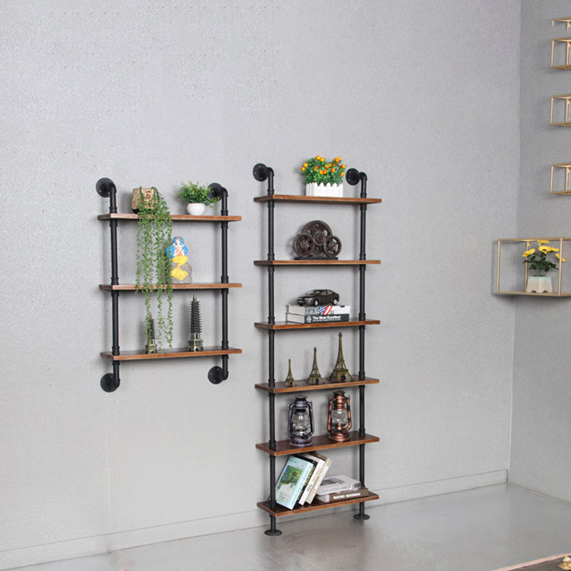 Metal Floating Bookcase Industrial Style Closed Back Shelf for Home Office