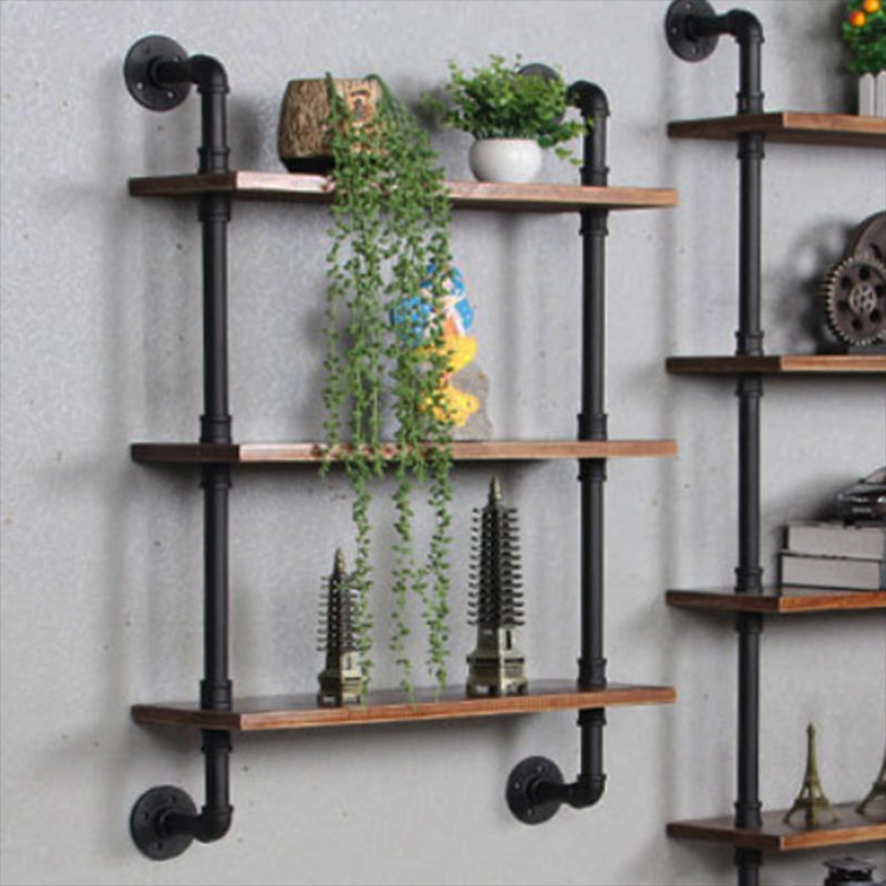 Metal Floating Bookcase Industrial Style Closed Back Shelf for Home Office
