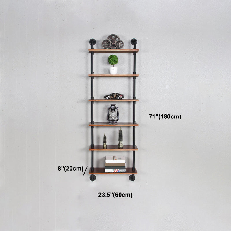 Metal Floating Bookcase Industrial Style Closed Back Shelf for Home Office