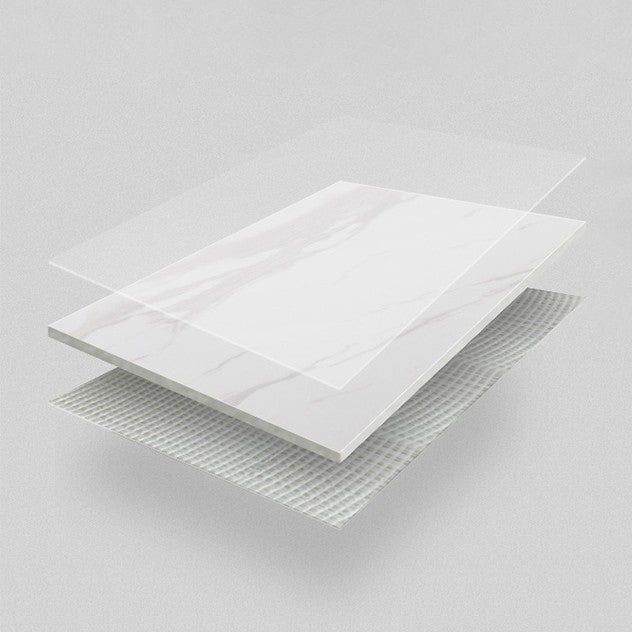 Modern & Contemporary White Desk Sintered Stone Bedroom with 3-Drawer Writing Desk