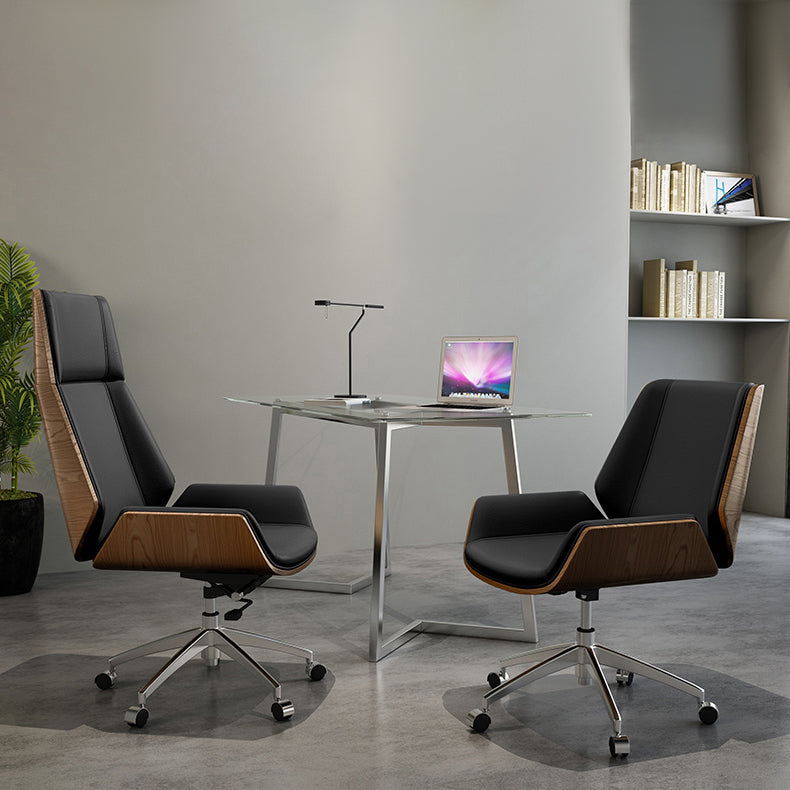 Chrome Metal Frame Modern Desk Chair with High Back Armless Executive Office Chair