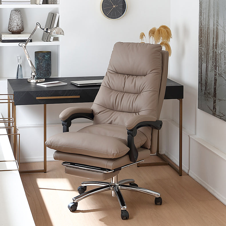 High Back Office Chair Leather Sponge Seat Fixed Armrest with Office Chair