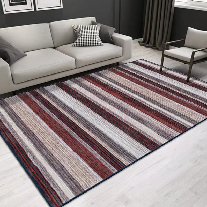 Beige Striped Carpet Polyester Simple Area Carpet Washable Carpet for Drawing Room