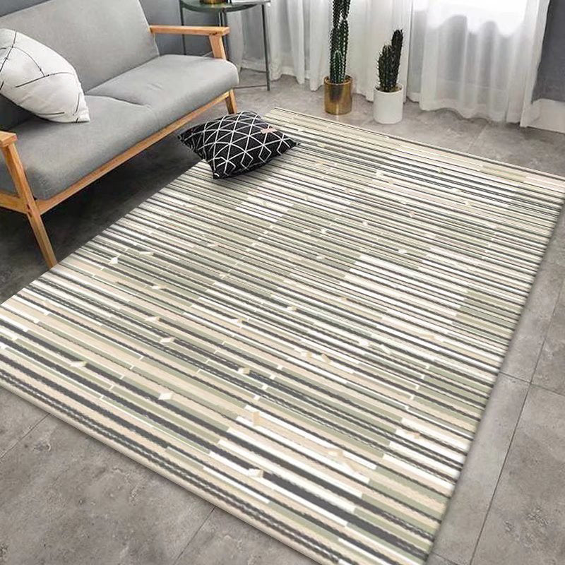 Beige Striped Carpet Polyester Simple Area Carpet Washable Carpet for Drawing Room