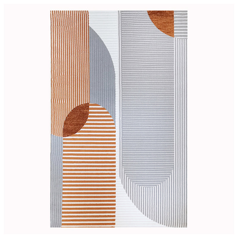 Orange Straight Stripe Rug Polyester Modern Rug Stain Resistant Rug for Living Room