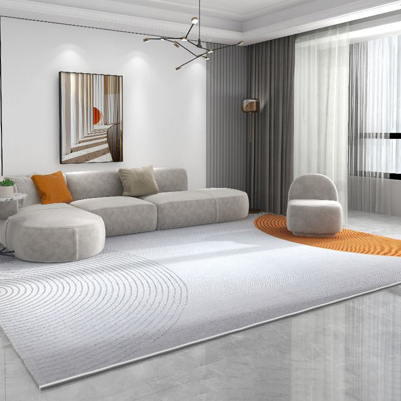 Orange Straight Stripe Rug Polyester Modern Rug Stain Resistant Rug for Living Room