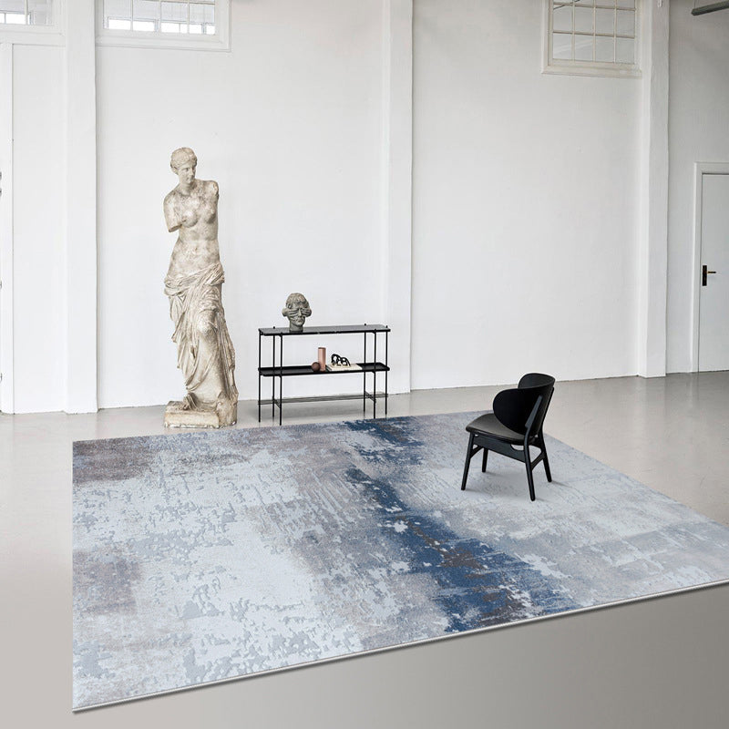 Grey Contemporary Carpet Polyester Graphic Carepet Washable Carpet for Living Room