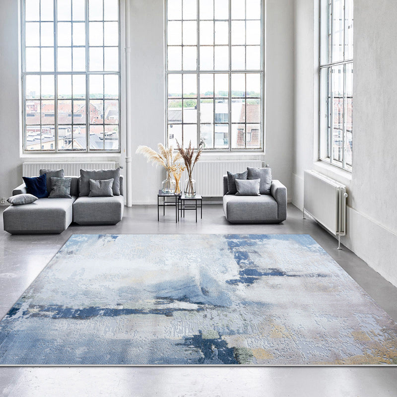 Grey Contemporary Carpet Polyester Graphic Carepet Washable Carpet for Living Room