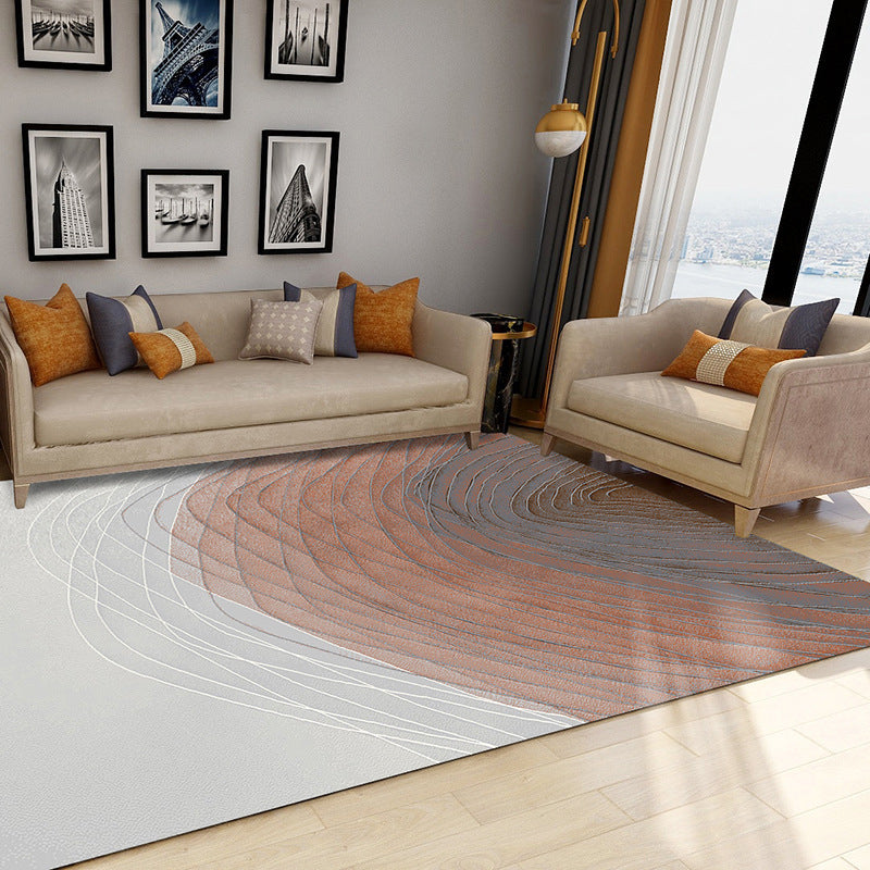 Brown Abstract Pattern Rug Polyester Washable Area Rug Washable Rug for Living Room