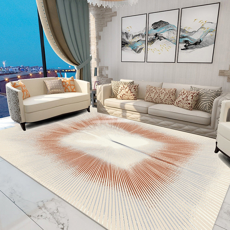 Brown Abstract Pattern Rug Polyester Washable Area Rug Washable Rug for Living Room