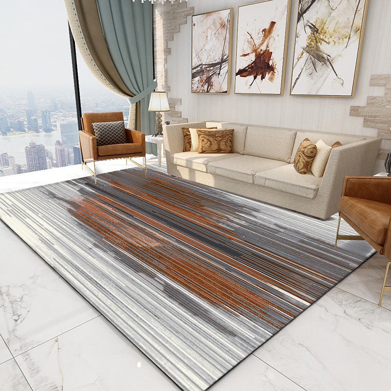 Brown Abstract Pattern Rug Polyester Washable Area Rug Washable Rug for Living Room