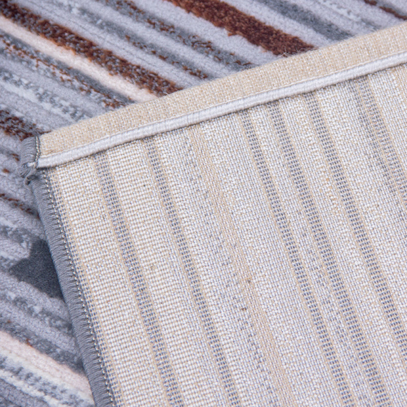 Brown Abstract Pattern Rug Polyester Washable Area Rug Washable Rug for Living Room