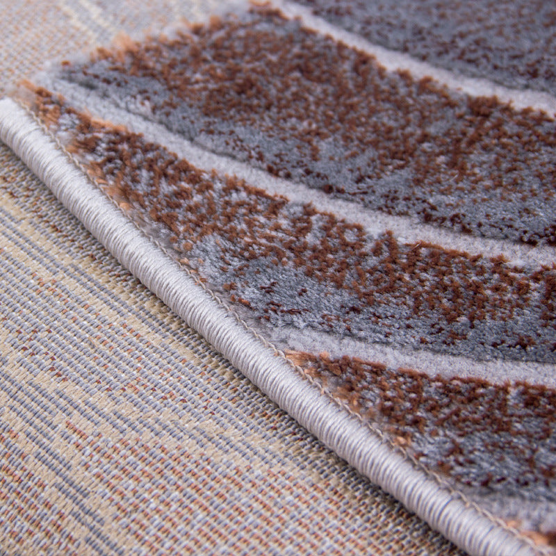 Brown Abstract Pattern Rug Polyester Washable Area Rug Washable Rug for Living Room