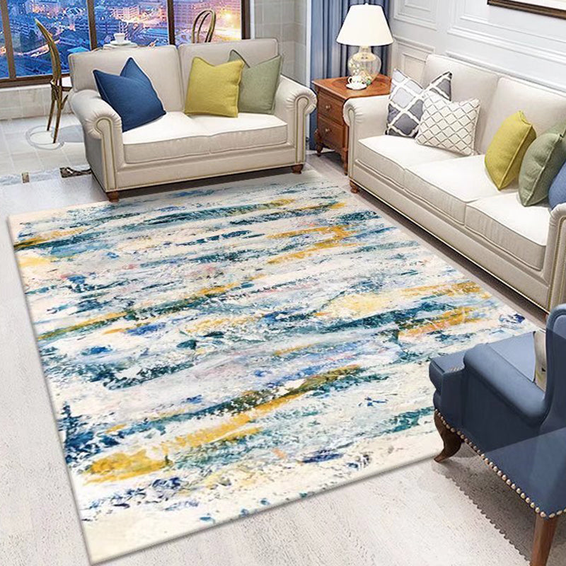 Beige Casual Carpet Polyester Graphic Carpet Washable Carpet for Living Room