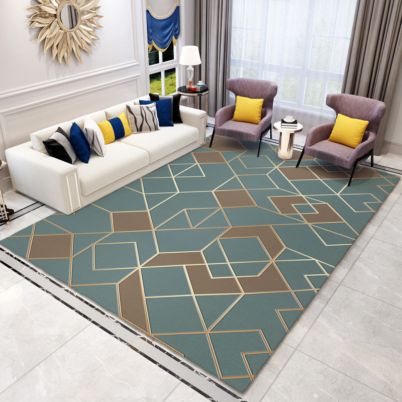 Brown Modern Rug Polyester Striped Rug Stain Resistant Rug for Living Room