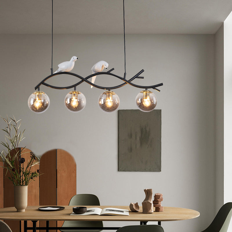 Contemporary Sphere Island Light Glass Island Lighting Fixtures for Kitchen