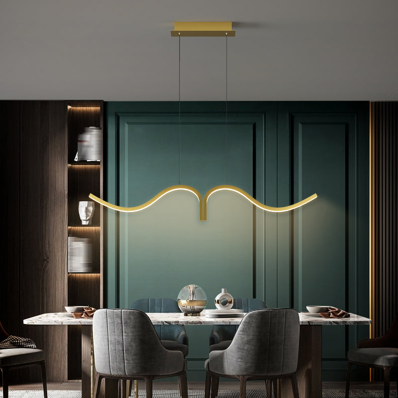 Contemporary Waves Island Light Metal 2 Light Island Lighting Fixtures for Kitchen