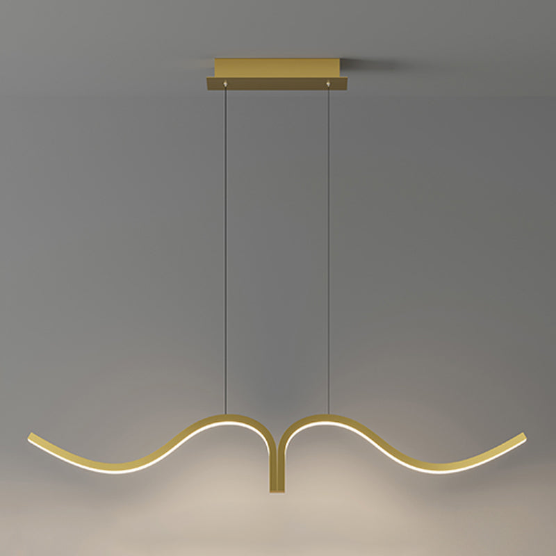 Contemporary Waves Island Light Metal 2 Light Island Lighting Fixtures for Kitchen