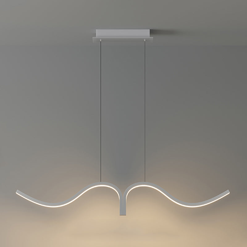 Contemporary Waves Island Light Metal 2 Light Island Lighting Fixtures for Kitchen