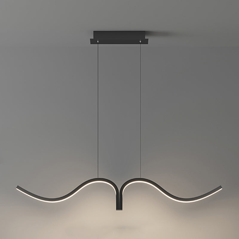 Contemporary Waves Island Light Metal 2 Light Island Lighting Fixtures for Kitchen
