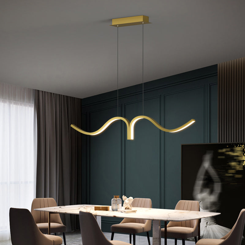 Contemporary Waves Island Light Metal 2 Light Island Lighting Fixtures for Kitchen