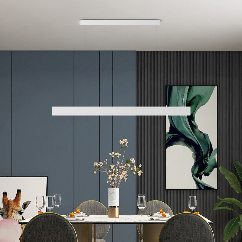 Modern Aluminum Island Light Fixture Rectangle 1-Head Restaurant LED Hanging Pendant Lamp