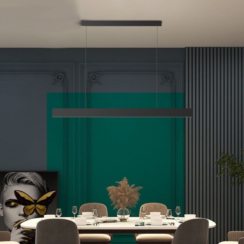 Modern Aluminum Island Light Fixture Rectangle 1-Head Restaurant LED Hanging Pendant Lamp