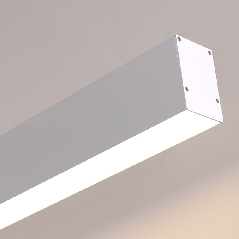 Modern Aluminum Island Light Fixture Rectangle 1-Head Restaurant LED Hanging Pendant Lamp