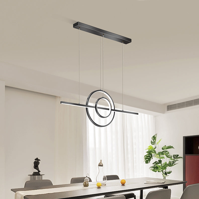 Linear Shape Island Lighting Ideas Modern Style Metal 3 Light Island Pendants in Black