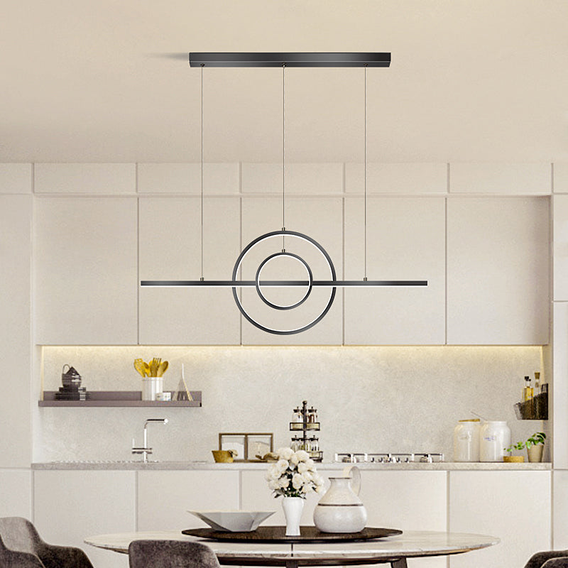 Linear Shape Island Lighting Ideas Modern Style Metal 3 Light Island Pendants in Black