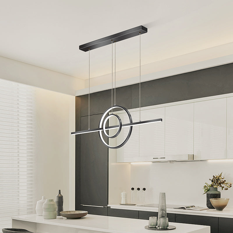 Linear Shape Island Lighting Ideas Modern Style Metal 3 Light Island Pendants in Black