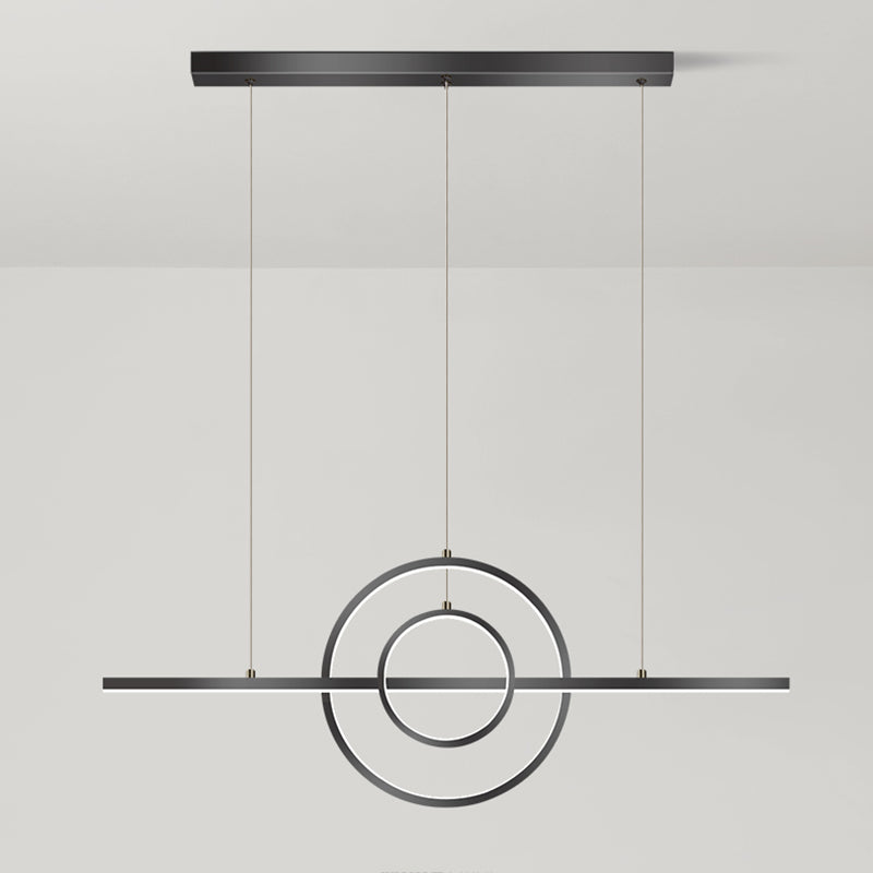 Linear Shape Island Lighting Ideas Modern Style Metal 3 Light Island Pendants in Black