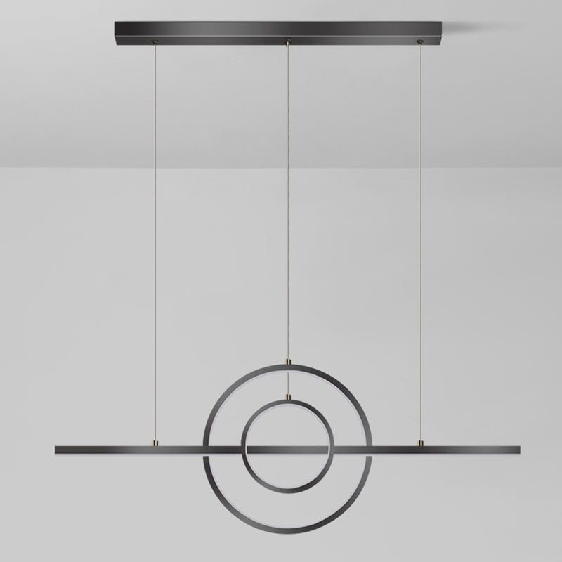 Linear Shape Island Lighting Ideas Modern Style Metal 3 Light Island Pendants in Black