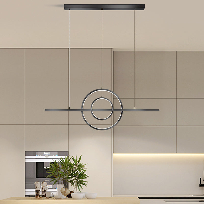 Linear Shape Island Lighting Ideas Modern Style Metal 3 Light Island Pendants in Black