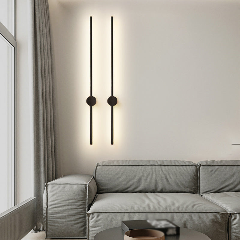 Nordic Style Wall Light Minimalist Straight LED Wall Sconce with Brass for Bedroom