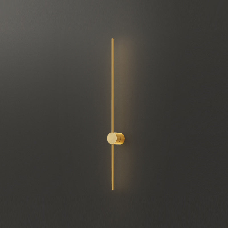 Nordic Style Wall Light Minimalist Straight LED Wall Sconce with Brass for Bedroom