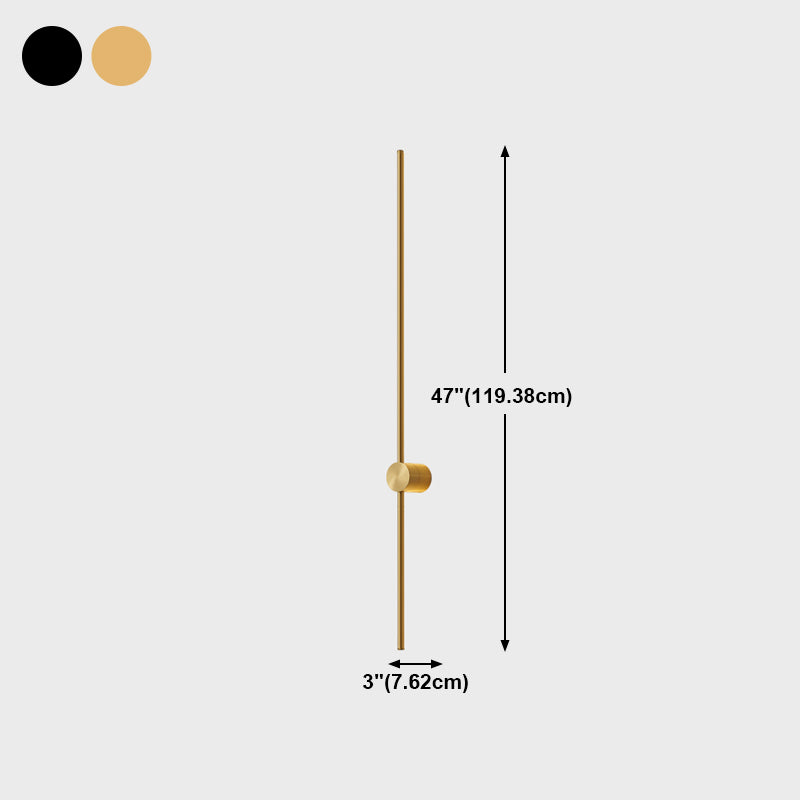 Nordic Style Wall Light Minimalist Straight LED Wall Sconce with Brass for Bedroom