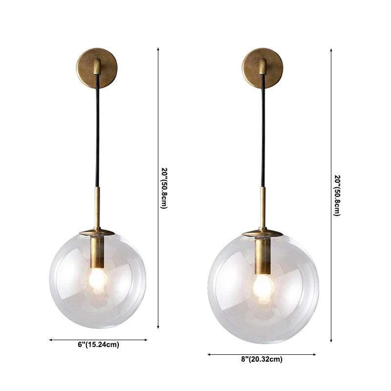 1 Light Globe Wall Sconces Industrial Style Glass Wall Mounted Lamps