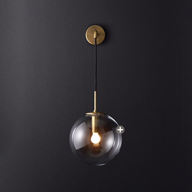 1 Light Globe Wall Sconces Industrial Style Glass Wall Mounted Lamps