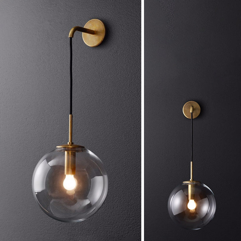 1 Light Globe Wall Sconces Industrial Style Glass Wall Mounted Lamps