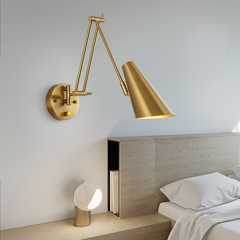 Modern Style Metal Wall Sconce 1 Light Wall Mount Light for Bedroom Bedside